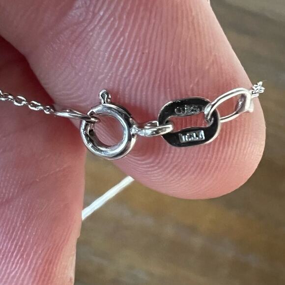 Sterling Silver Necklace with Double Circle Charm - Picture 2 of 7